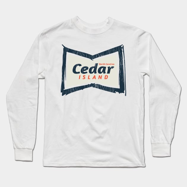 Cedar Island, NC Summertime Vacationing Bowtie Sign Long Sleeve T-Shirt by Contentarama